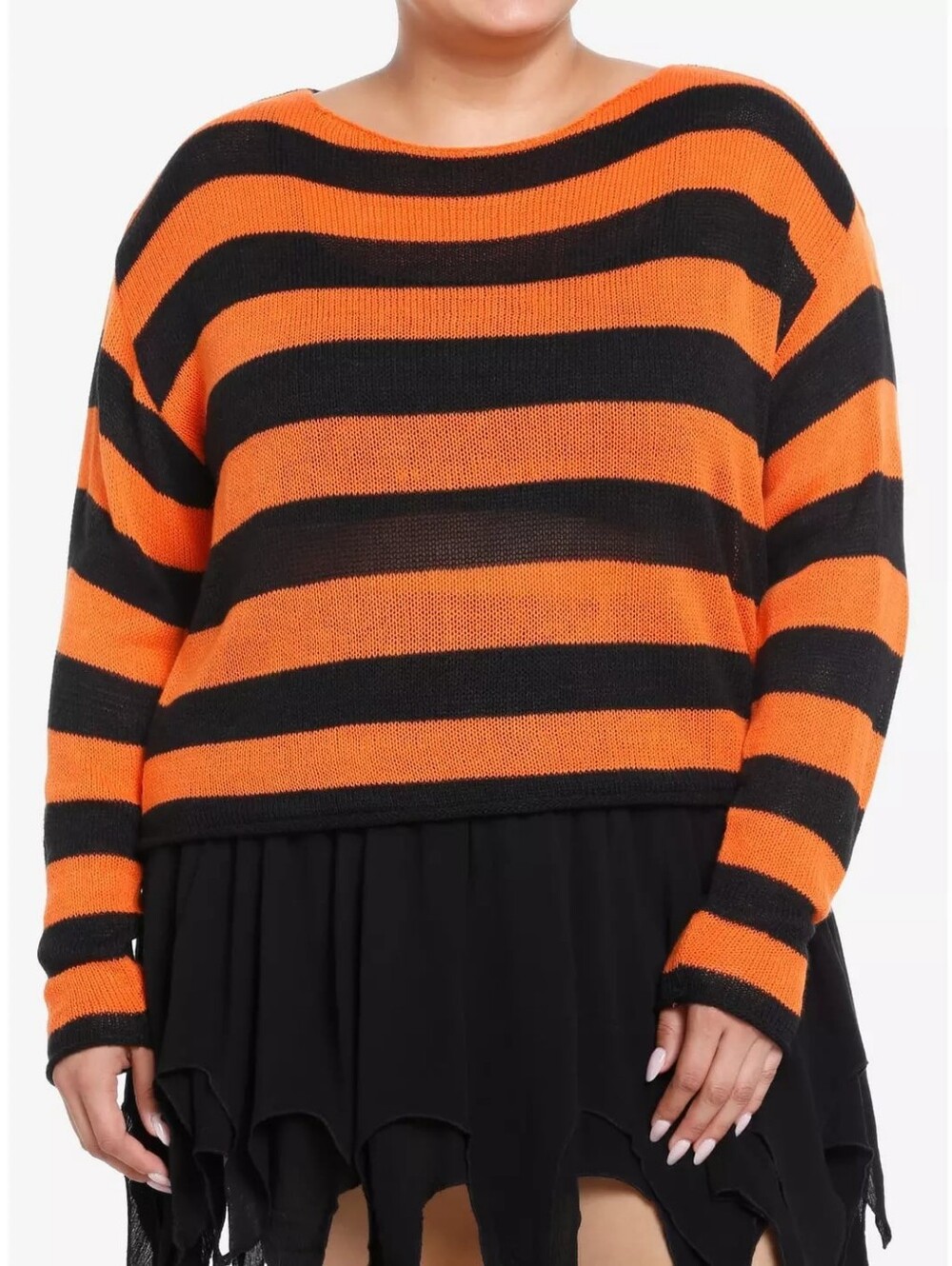 Social Collision Black & Orange Crop Sweater